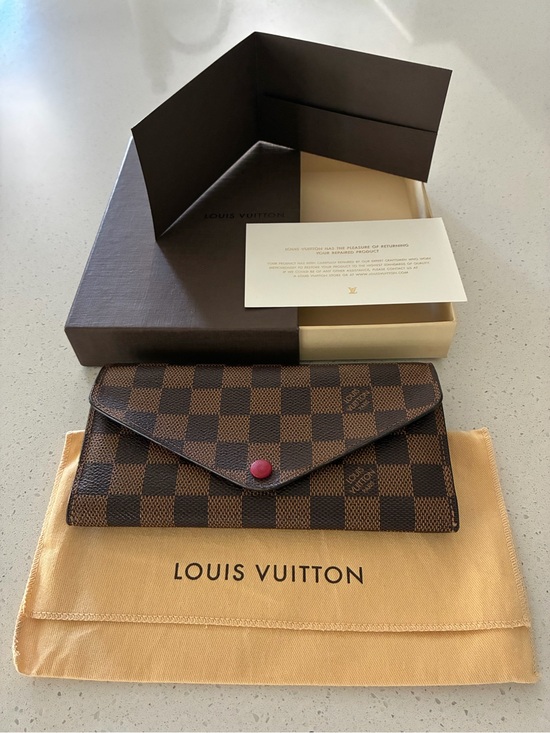 Louis Vuitton Handbags - Louis Vuitton Damier Ebene Envelope Wallet with Red Snap